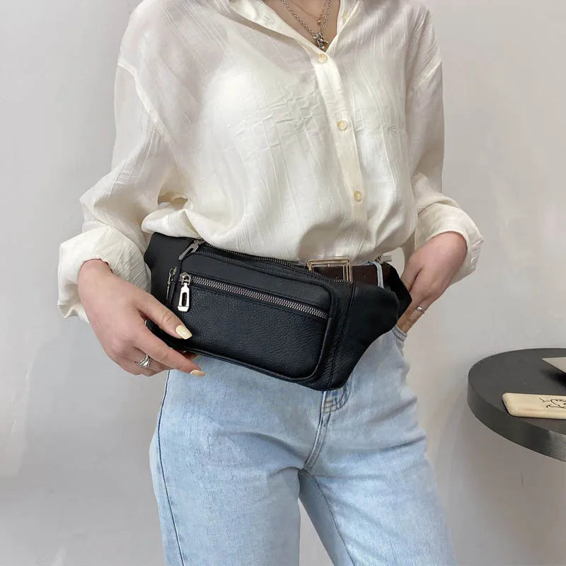 Leather Waist Pack Crossbody Phone Pouch Chest Bag