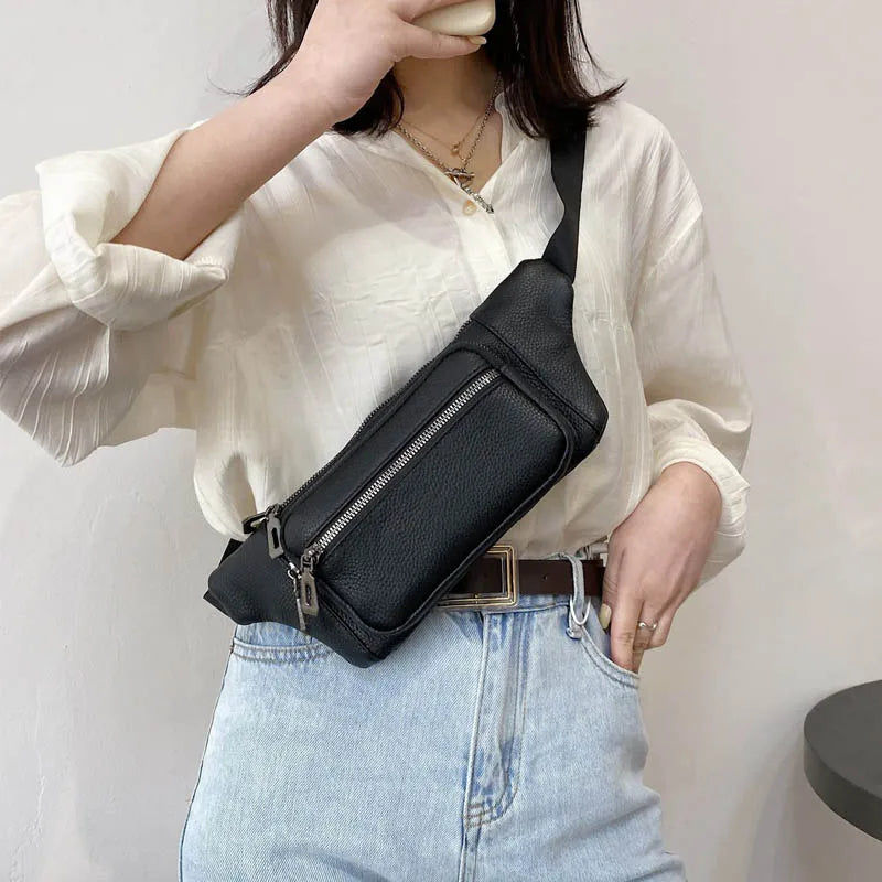 Leather Waist Pack Crossbody Phone Pouch Chest Bag