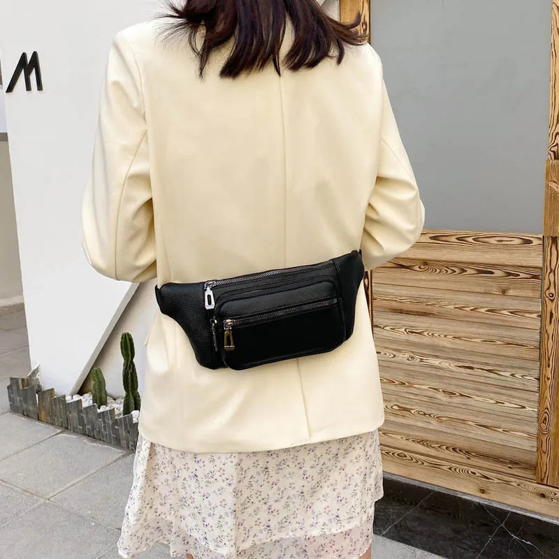 Leather Waist Pack Crossbody Phone Pouch Chest Bag