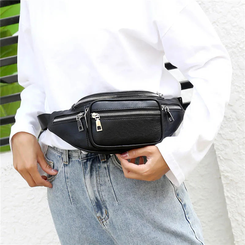 Women's PU Chest Bag Waterproof Crossbody Pouch