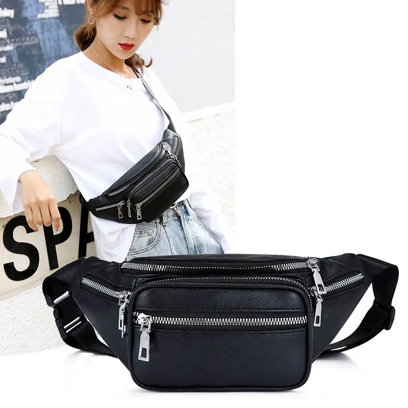 Women's PU Chest Bag Waterproof Crossbody Pouch
