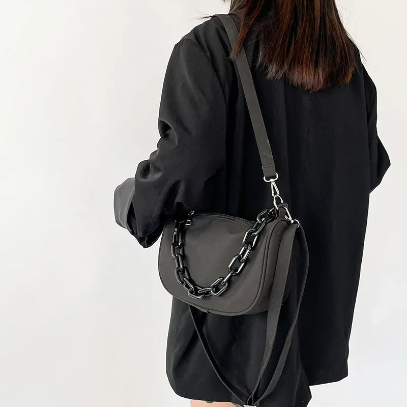 Nylon Shoulder Bag for Women Chains Crossbody Bag