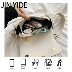 Women's PU Leather Flap Shoulder Bag Lock Crossbody Purse