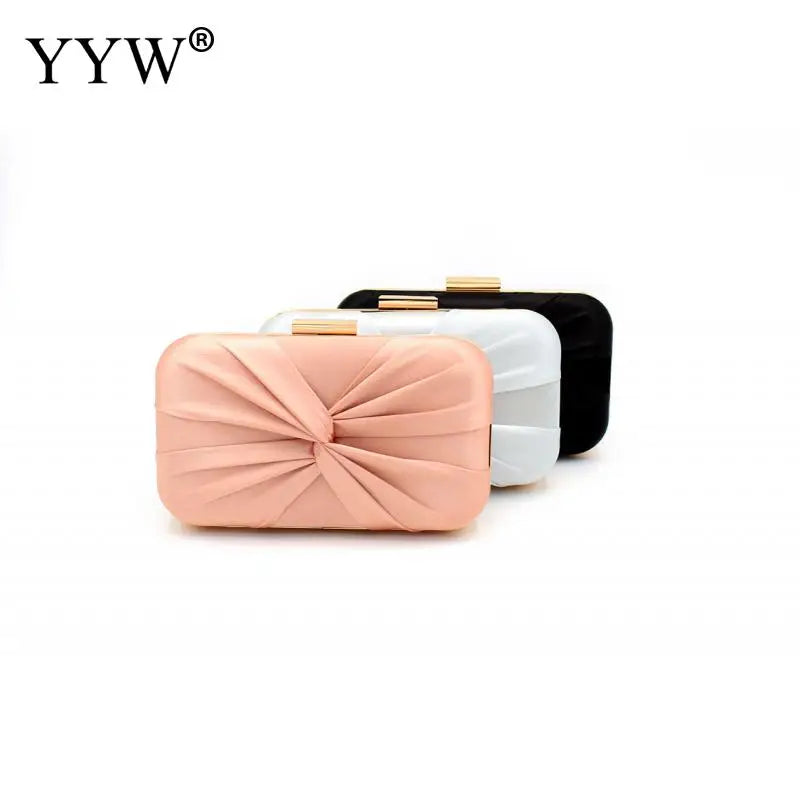 Pink Sliver Bow Clutch Evening Bag Bride Wedding Party Handbag Purse