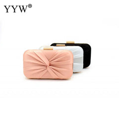 Pink Sliver Bow Clutch Evening Bag Bride Wedding Party Handbag Purse