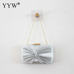 Pink Sliver Bow Clutch Evening Bag Bride Wedding Party Handbag Purse