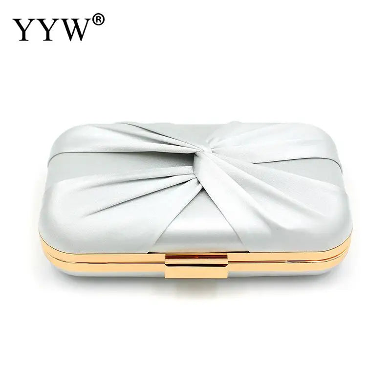 Pink Sliver Bow Clutch Evening Bag Bride Wedding Party Handbag Purse