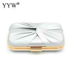 Pink Sliver Bow Clutch Evening Bag Bride Wedding Party Handbag Purse