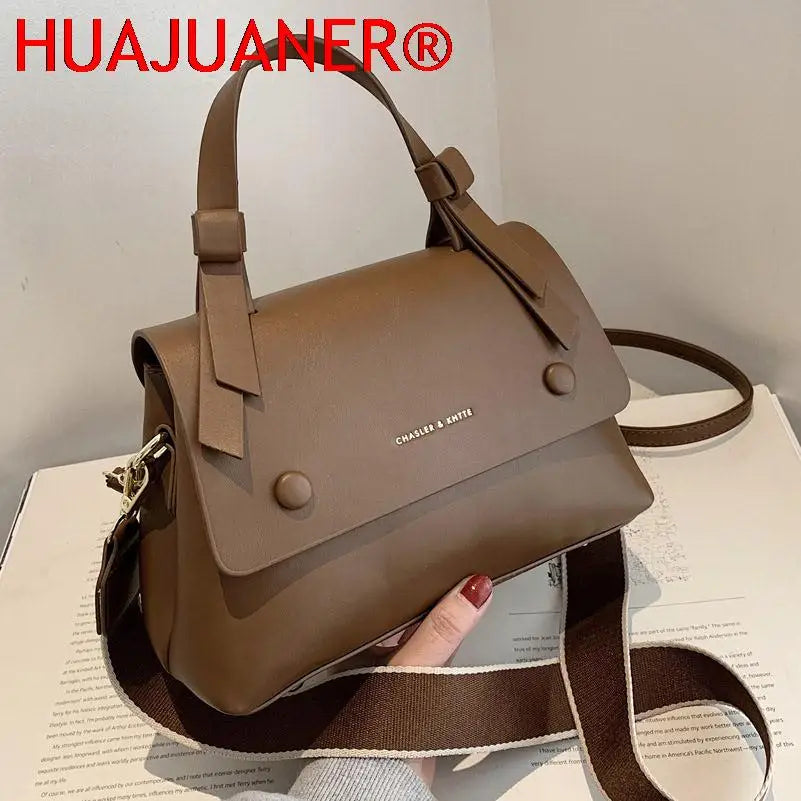 Women's PU Leather Crossbody Bag Wide Strap Shoulder Bags