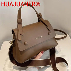 Women's PU Leather Crossbody Bag Wide Strap Shoulder Bags