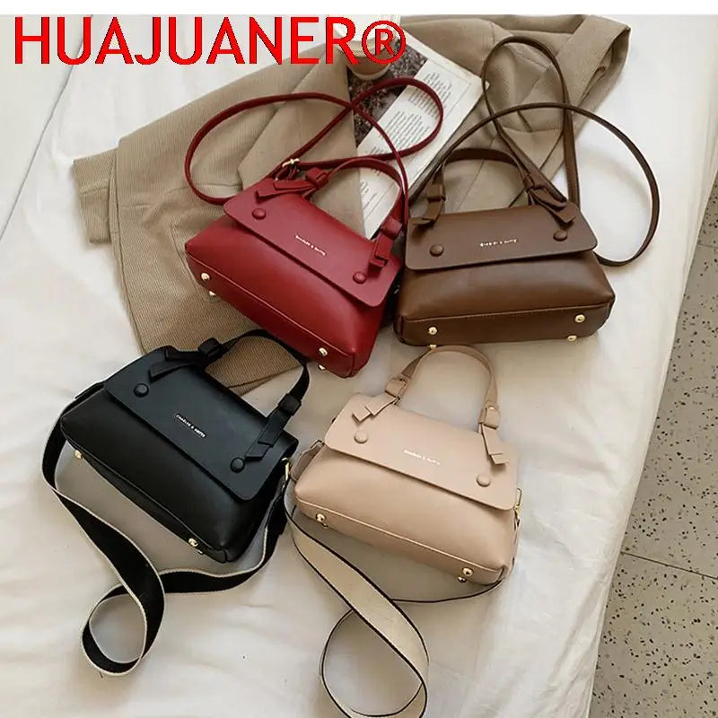 Women's PU Leather Crossbody Bag Wide Strap Shoulder Bags