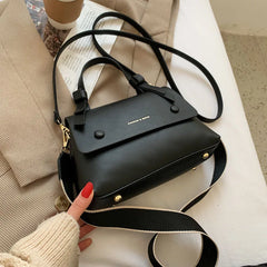 Women's PU Leather Crossbody Bag Wide Strap Shoulder Bags