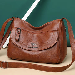 Brown Shoulder Bags Women Handbags Large Capacity Soft Pu Leather Crossbody Bag