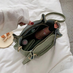 Bucket Bag Large Capacity PU Shoulder Messenger Bag Lady Handbag