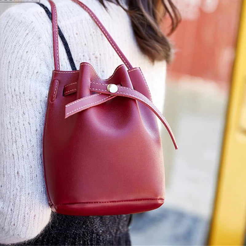 Bucket Shoulder Bag Drawstring Crossbody Handbag