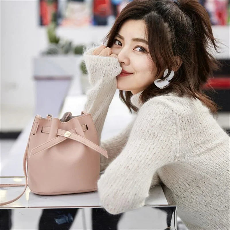Bucket Shoulder Bag Women Drawstring Crossbody Bag