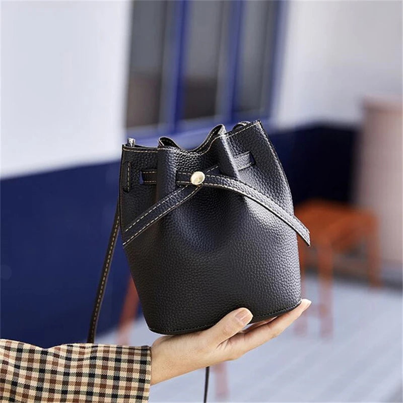 Bucket Shoulder Bag Drawstring Crossbody Handbag