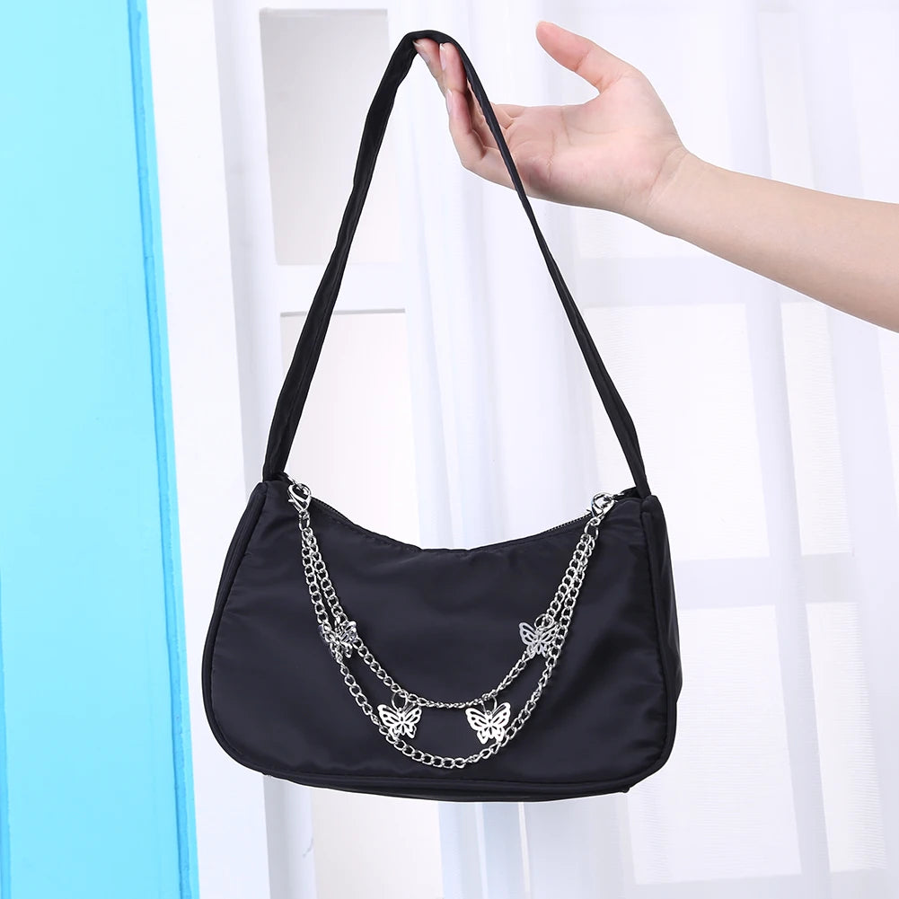 Vintage PU Leather Butterfly Underarm Bag Small Purse Casual Shoulder