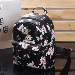 Butterfly Flower Children's Backpack Floral Pattern PU Leather Leisure Backpack