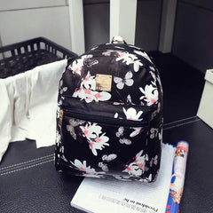 Butterfly Flower Children's Backpack Floral Pattern PU Leather Leisure Backpack