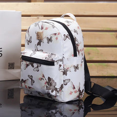 Butterfly Flower Children's Backpack Floral Pattern PU Leather Leisure Backpack