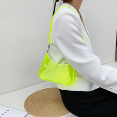 Women's Candy Jelly Shoulder Bag with Zipper Tote
