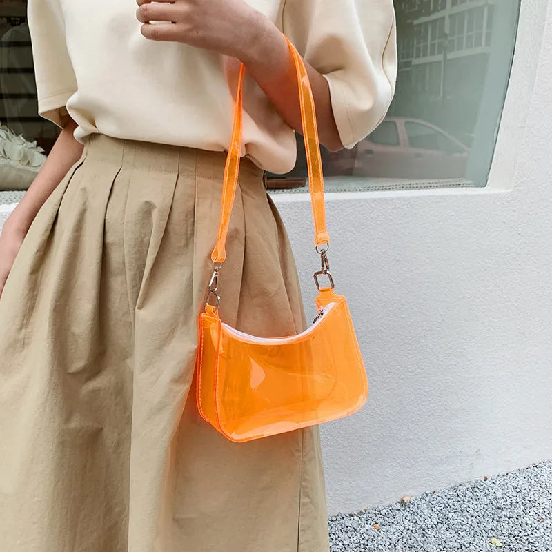 Women's Candy Jelly Shoulder Bag with Zipper Tote
