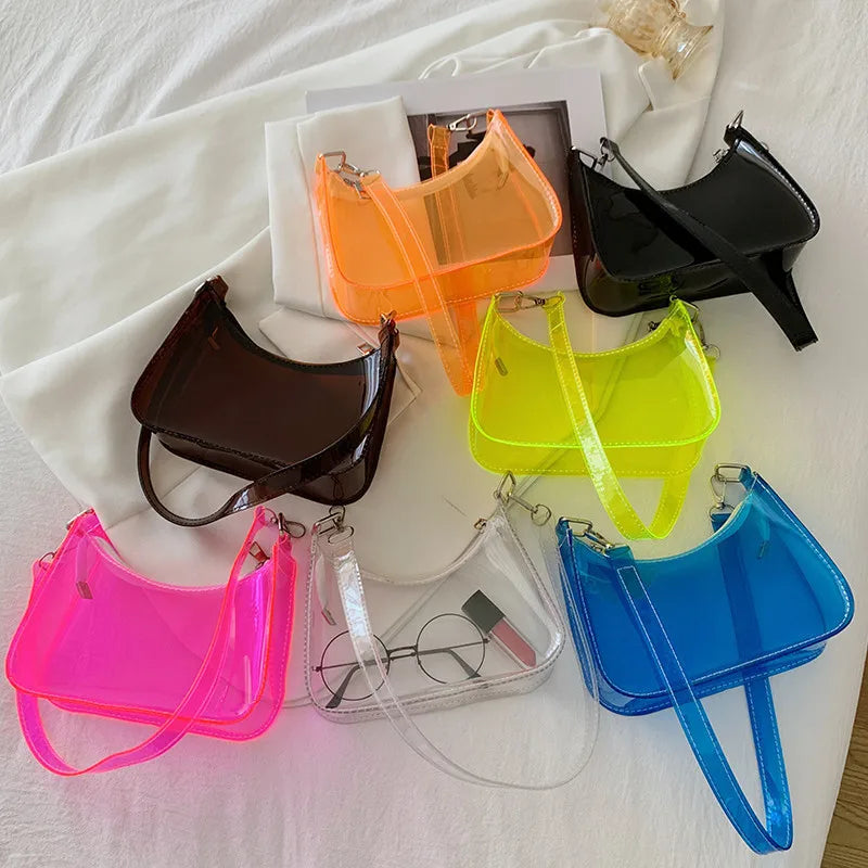 Women's Candy Jelly Shoulder Bag with Zipper Tote