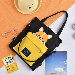 Canvas Messenger Shoulder Handbag Dog Schoolbag Backpack