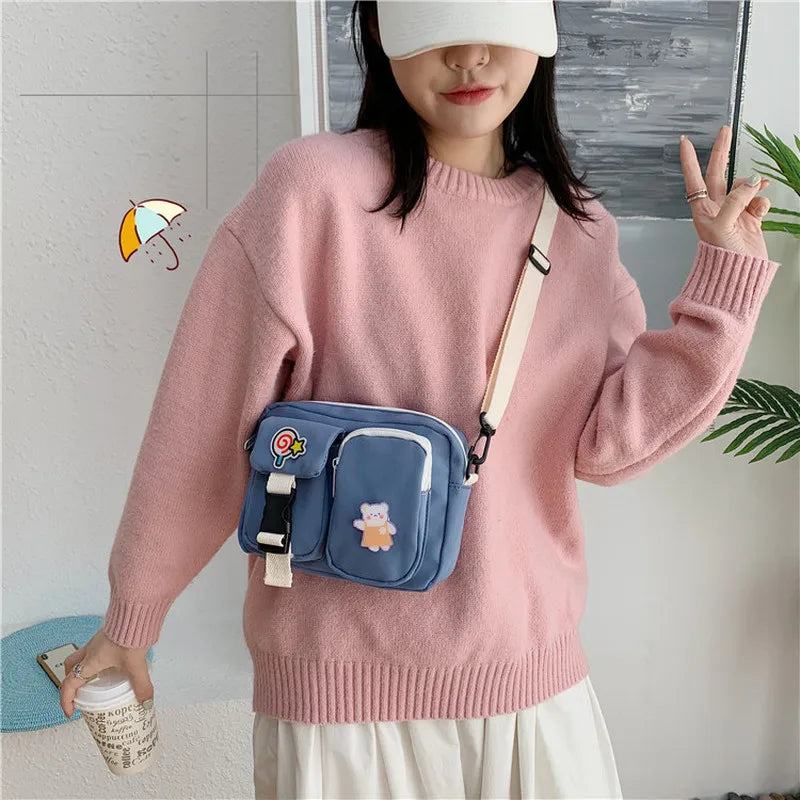 Canvas Crossbody Bag Small Shoulder Messenger Handbag Purse Flap