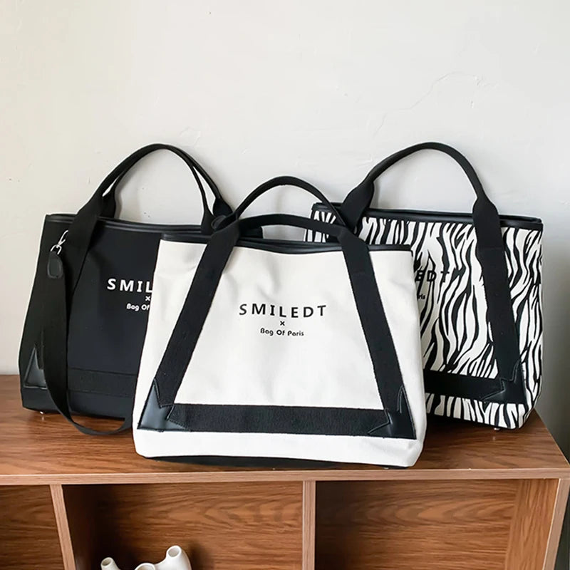 Canvas Large Capacity Women's Shoulder Bag Shopping Tote Crossbody