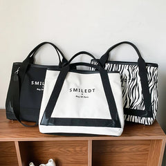 Canvas Large Capacity Women's Shoulder Bag Shopping Tote Crossbody