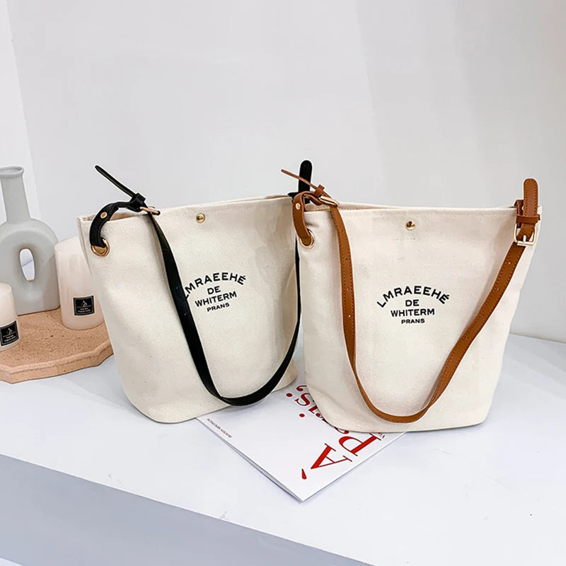 Large Capacity Canvas Tote Bag Shoulder Handbag Shopping Messenger Wallet