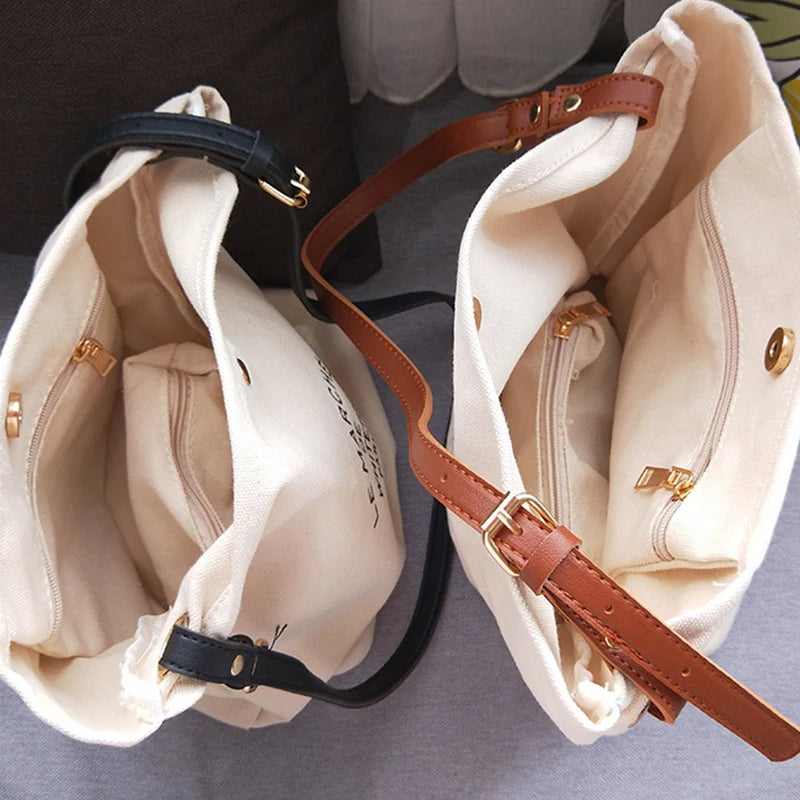 Large Capacity Canvas Tote Bag Shoulder Handbag Shopping Messenger Wallet