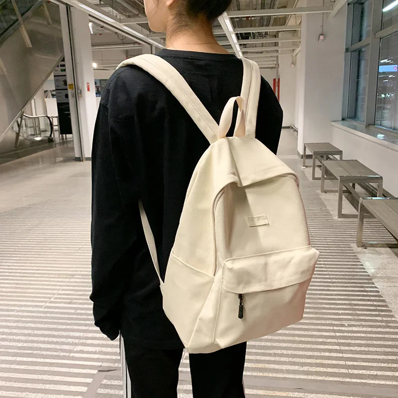 Canvas Women Backpack Large Shoulder School Bag for Girls