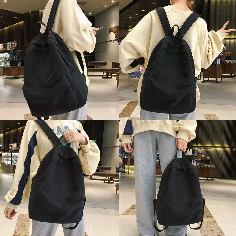 Canvas Women Backpack School Bag Shoulder Laptop Bag Travel Sports Bags