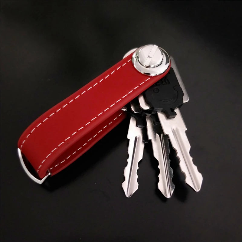 Leather Car Key Pouch Bag Holder Chain Wallet Organizer