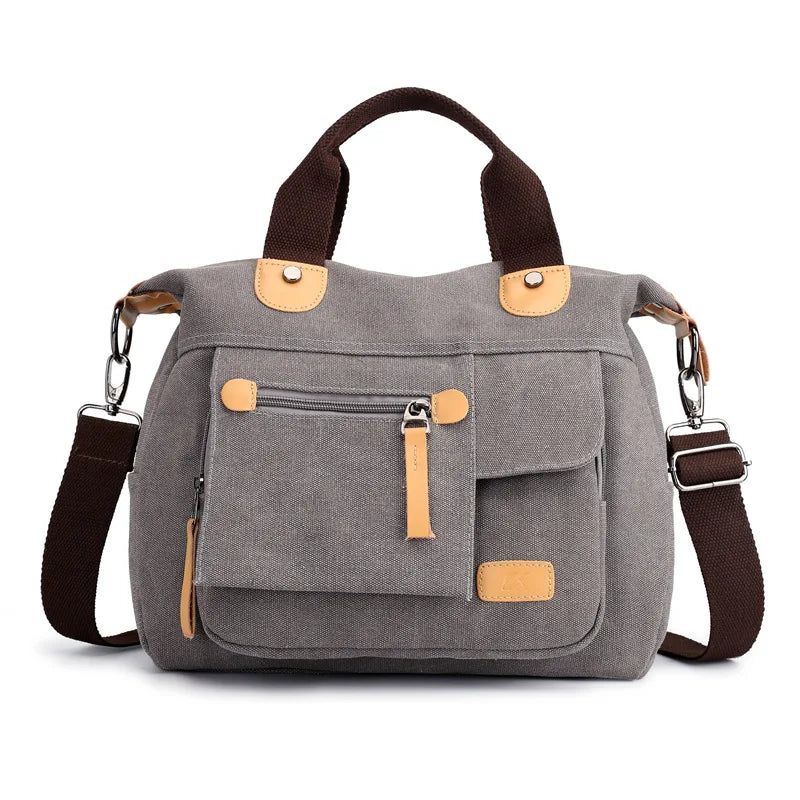 Canvas Women Bag Vintage Handbag Multifunction Tote Large Capacity Crossbody Bag