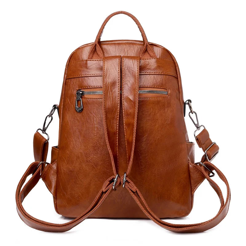 Casual Leather Women Shoulder Bag Multifunctional Female Travel Rucksack