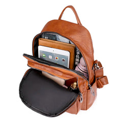 Casual Leather Women Shoulder Bag Multifunctional Female Travel Rucksack