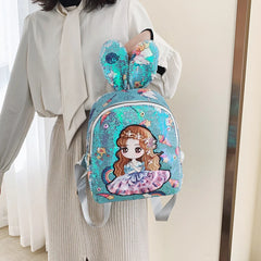 Casual Sequins Cartoon Backpacks Female LED Light Shoulders Schoolbags