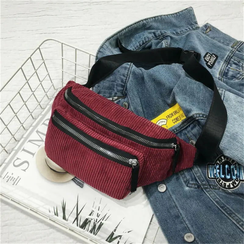 Casual Solid Fanny Pack Bum Bag Women Waist Belt Pouch Travel
