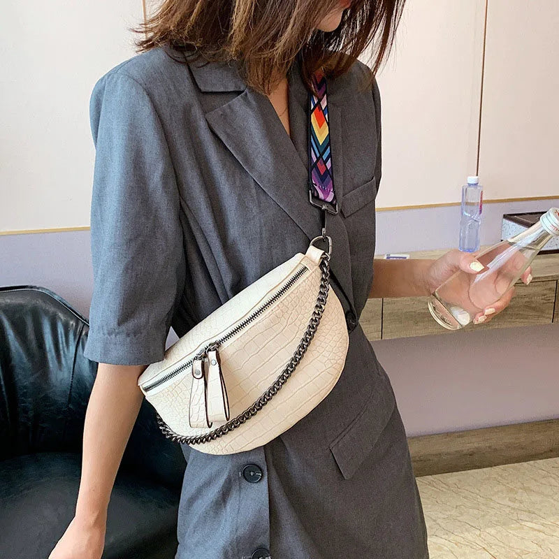 Crocodile Pattern PU Leather Belt Waist Bag for Women