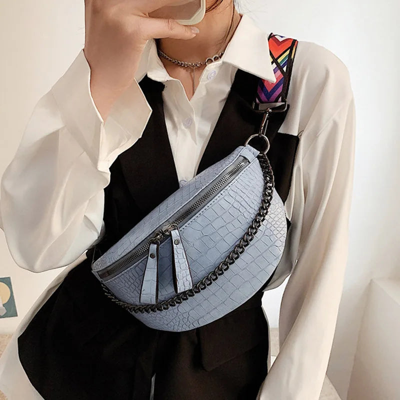 Crocodile Pattern PU Leather Belt Waist Bag for Women