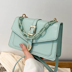 Women Chain Flap Square Bags PU Leather Shoulder Messenger Bags