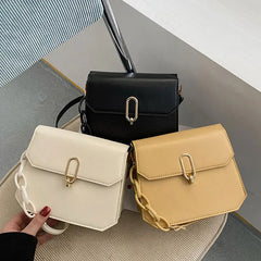 Chain Strap Crossbody Bag Soft Leather Saddle Small Shoulder Bag