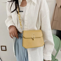 Chain Strap Crossbody Bag Soft Leather Saddle Small Shoulder Bag