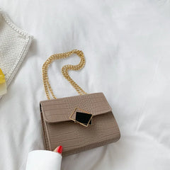 Crocodile Pattern Chain Strap Shoulder Bag Small Crossbody Handbag