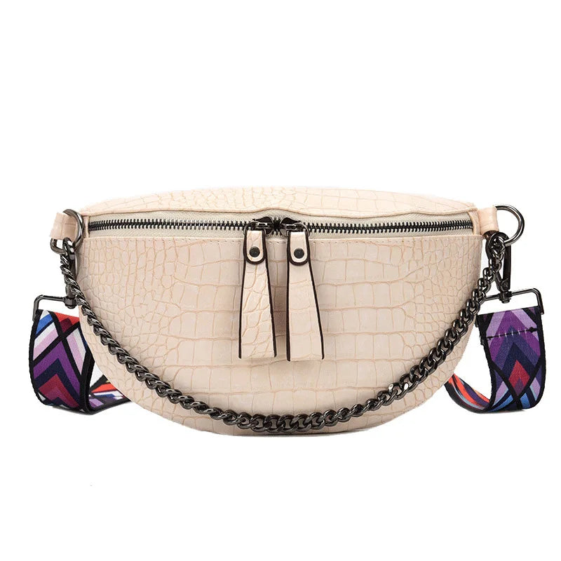 Chain Women's Waist Bag PU Leather Fanny Packs Shoulder Crossbody Chest Bags