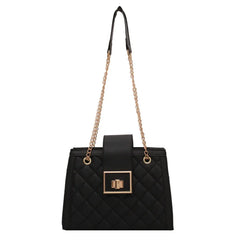 Vintage PU Leather Shoulder Bag with Chains for Women